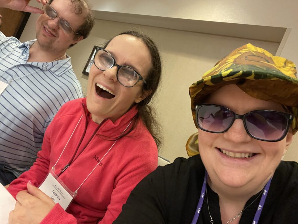 Radiant Faith Voices trio: Jessica Dail, Greg Lindberg, and Cecily Nipper smiling together